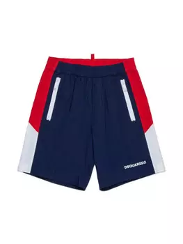 DSQUARED2 KIDS спортивные шорты в стиле колор-блок, синий