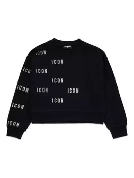 DSQUARED2 KIDS толстовка со стразами, черный