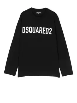 DSQUARED2 KIDS топ с длинными рукавами и логотипом, черный
