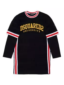 DSQUARED2 KIDS трикотажное платье с вышитым логотипом, черный