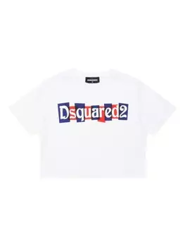 DSQUARED2 KIDS укороченная футболка с логотипом, белый