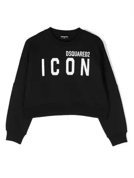 DSQUARED2 KIDS укороченная толстовка с логотипом, черный