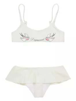 DSQUARED2 KIDS вышитый бандо бикини, белый