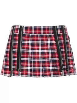 Dsquared2 клетчатая мини-юбка со складками, красный