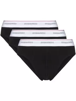 DSQUARED2 комплект из трех трусов-брифов с логотипом, черный