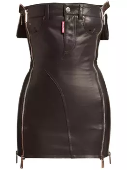DSQUARED2 кожаное мини-платье, черный