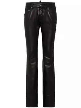 DSQUARED2 кожаные брюки скинни, черный