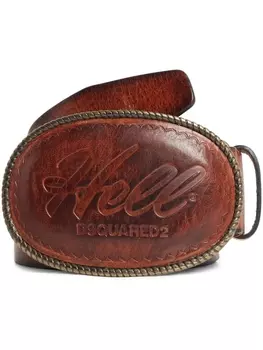 Dsquared2 кожаный ремень с пряжкой и гравировкой логотипа, коричневый