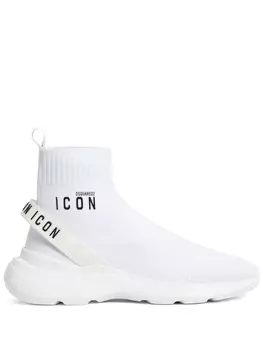 DSQUARED2 кроссовки-носки с логотипом, белый