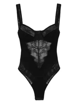 Dsquared2 кружевное боди с высоким воротником, черный