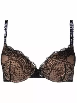 Dsquared2 кружевной бюстгальтер на косточках, черный