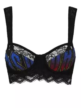 Dsquared2 кружевной бюстгальтер с декоративной строчкой, черный