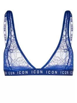 Dsquared2 кружевной бюстгальтер с логотипом, синий