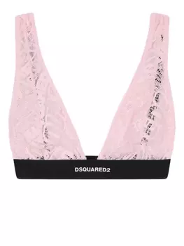 Dsquared2 кружевной бюстгальтер с вышитым логотипом, розовый