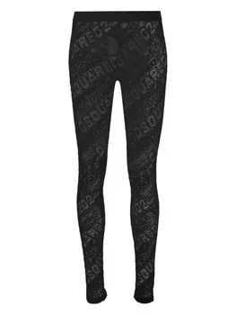 Dsquared2 кружевные легинсы с вышитым логотипом, черный