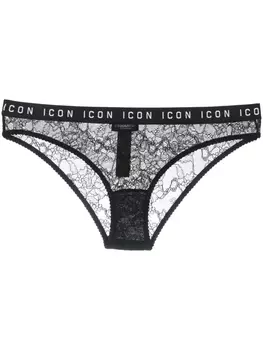 Dsquared2 кружевные трусы-брифы с логотипом, черный