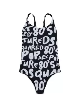 Dsquared2 купальник с надписью, черный