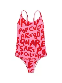 Dsquared2 купальник с надписью, розовый