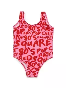 Dsquared2 купальник с U-образным вырезом и графичным принтом, розовый
