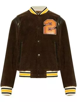 Dsquared2 куртка-бомбер из овчины DSQUARED2 Bear's Varsity, коричневый