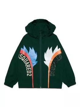Dsquared2 куртка с капюшоном и логотипом, зеленый