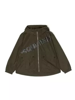 Dsquared2 куртка с капюшоном и логотипом, зеленый
