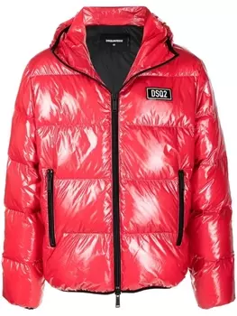 Dsquared2 куртка с капюшоном и нашивкой-логотипом, красный