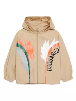 Dsquared2 куртка с капюшоном и принтом, нейтральный цвет