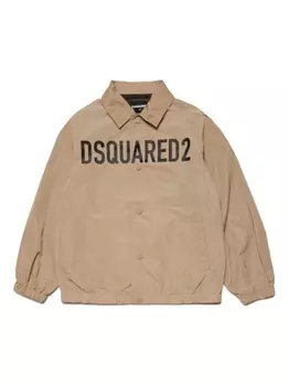 Dsquared2 куртка с косым воротником и логотипом, коричневый