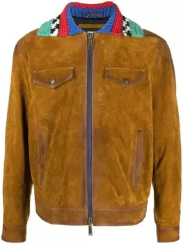 Dsquared2 куртка с трикотажным воротником, коричневый