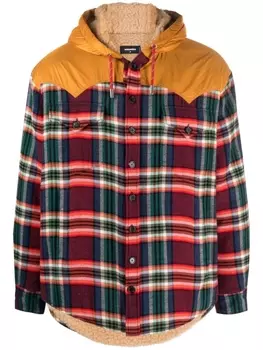 Dsquared2 куртка в клетку с капюшоном, красный