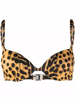 DSQUARED2 лиф бикини с леопардовым принтом, черный