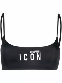 DSQUARED2 лиф бикини с принтом Icon, черный