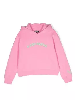 Dsquared2 logo-embroidered longsleeved hoodie, розовый