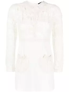 Dsquared2 logo-lace long-sleeve minidress, нейтральный цвет