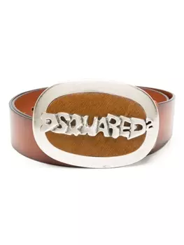 Dsquared2 logo-lettering leather belt, коричневый