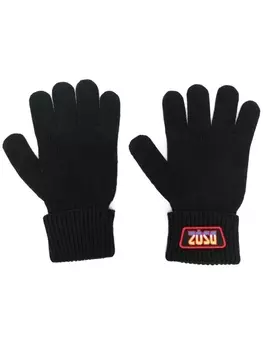 Dsquared2 logo-patch gloves, черный
