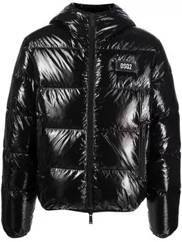 Dsquared2 logo patch puffer jacket, черный