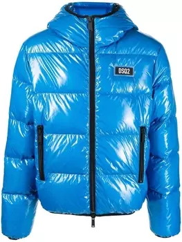 Dsquared2 logo patch puffer jacket, синий