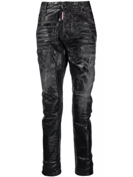 Dsquared2 logo-patch slim-fit jeans, черный