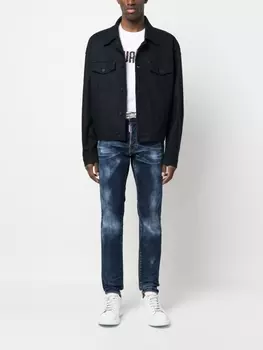 Dsquared2 logo-patch trucker jacket, синий