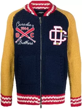 Dsquared2 logo patches zipped cardigan, синий