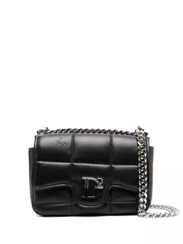 Dsquared2 logo-plaque quilted crossbody bag, черный