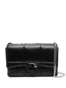 Dsquared2 logo-plaque quilted shoulder bag, черный