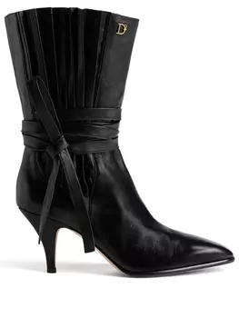 Dsquared2 logo-plaque self-tie leather boots, черный