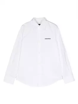 Dsquared2 logo-print button-up cotton shirt, белый
