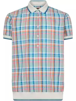 Dsquared2 logo-print checked polo shirt, синий