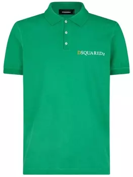 Dsquared2 logo-print cotton polo shirt, зеленый
