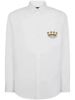 Dsquared2 logo-print cotton shirt, белый