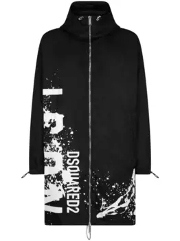 Dsquared2 logo-print hooded coat, черный